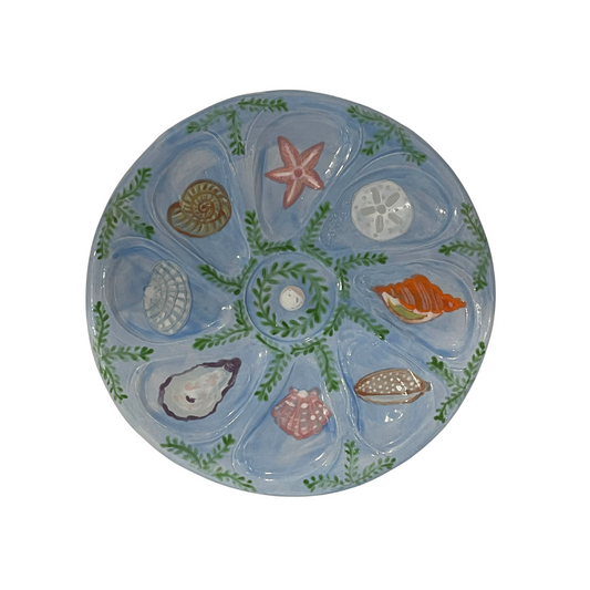 Hand-Painted Oyster Plate, Sea Life